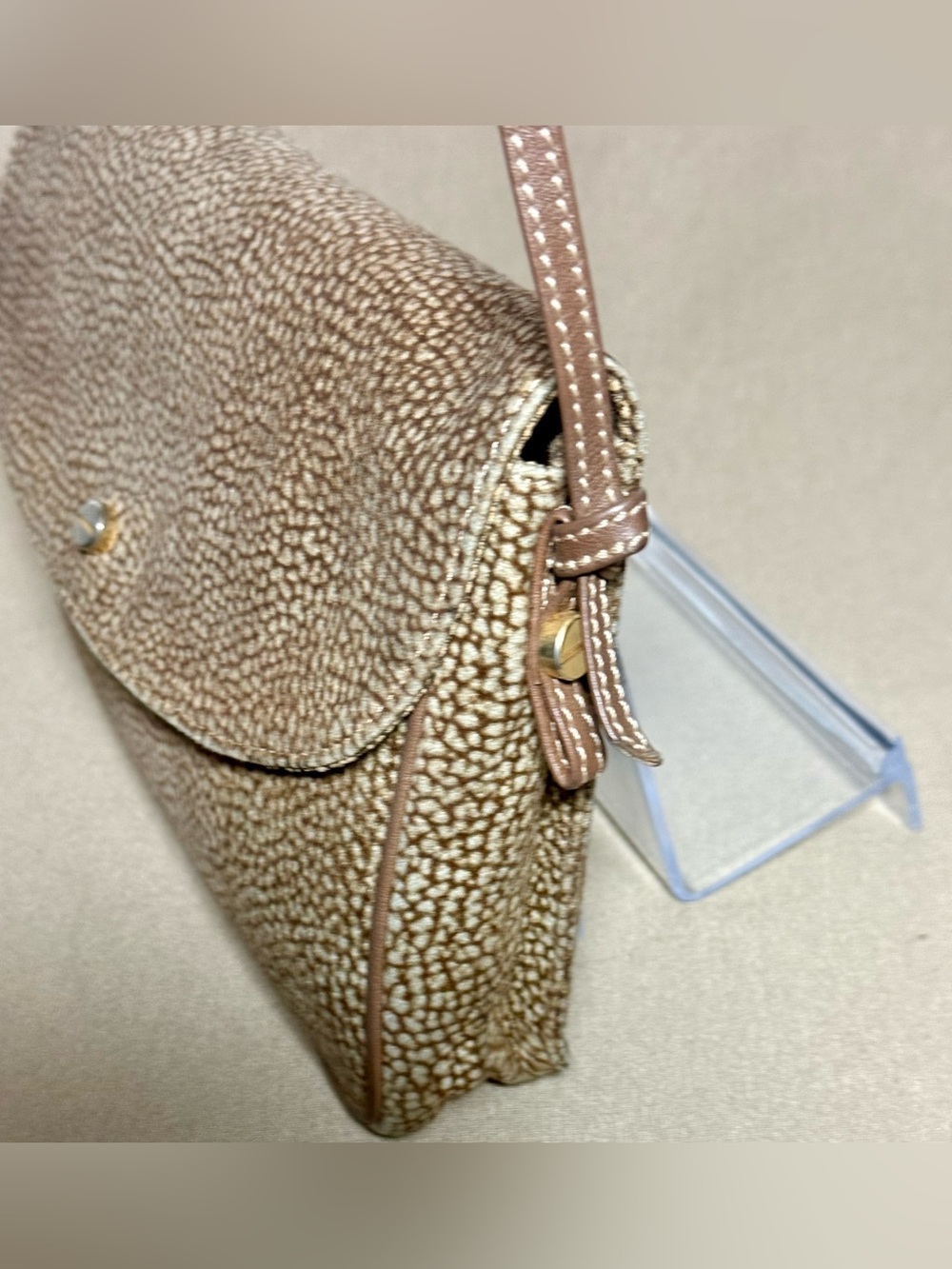 Rare Vintage Borbonese Redwall Partridges Eye Textured Sling Bag - Made in Italy - Picture 4 of 10